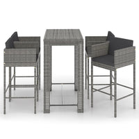 Thumbnail for 5-tlg. Gartenbar-Set mit Kissen Poly Rattan Grau