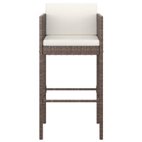 Thumbnail for 3-tlg. Gartenbar-Set mit Kissen Poly Rattan Braun