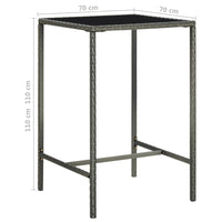 Thumbnail for 3-tlg. Gartenbar-Set mit Kissen Poly Rattan Grau