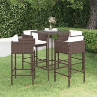 Thumbnail for 5-tlg. Gartenbar-Set mit Kissen Poly Rattan Braun
