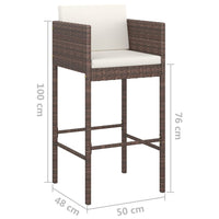 Thumbnail for 7-tlg. Gartenbar-Set mit Kissen Poly Rattan Braun