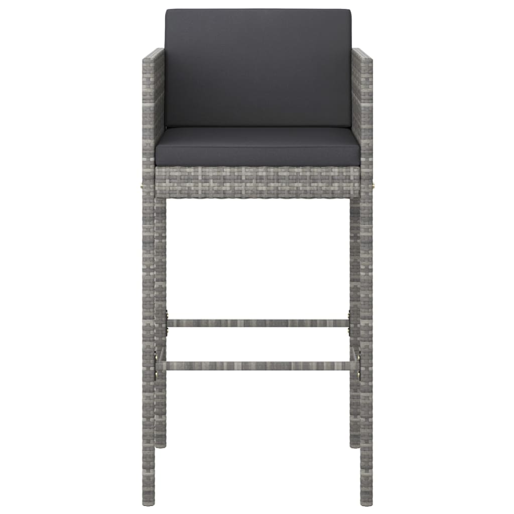 7-tlg. Gartenbar-Set mit Kissen Poly Rattan Grau