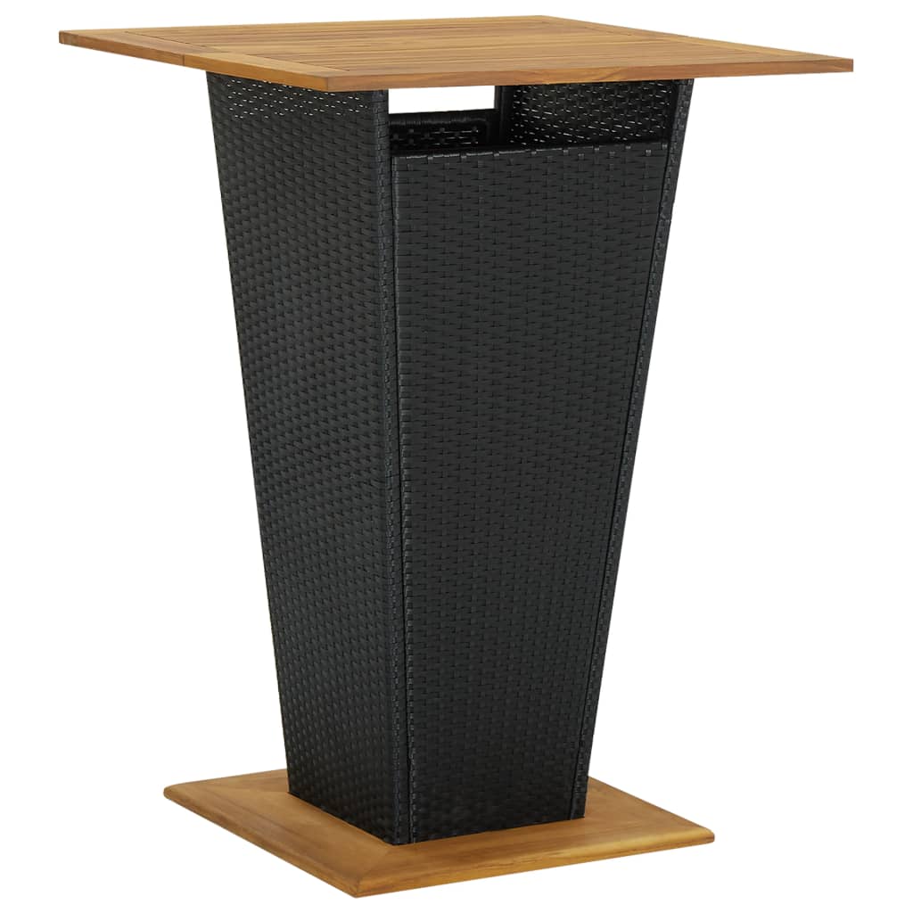 3-tlg. Gartenbar-Set mit Kissen Poly Rattan Schwarz