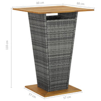 Thumbnail for 3-tlg. Gartenbar-Set mit Kissen Poly Rattan Grau