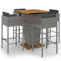 Thumbnail for 5-tlg. Gartenbar-Set mit Kissen Poly Rattan Grau