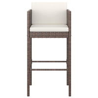 Thumbnail for 3-tlg. Gartenbar-Set mit Kissen Poly Rattan Braun