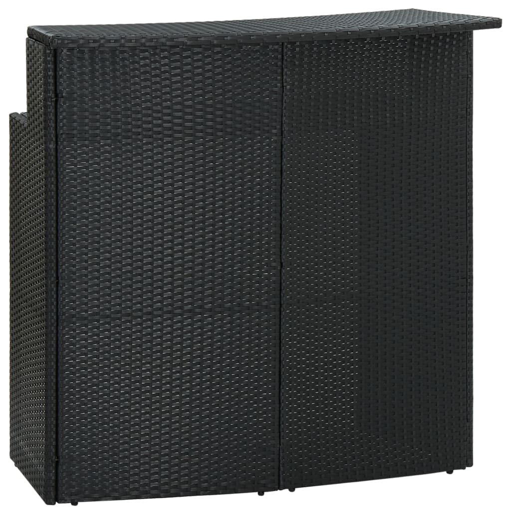 3-tlg. Gartenbar-Set mit Kissen Poly Rattan Schwarz