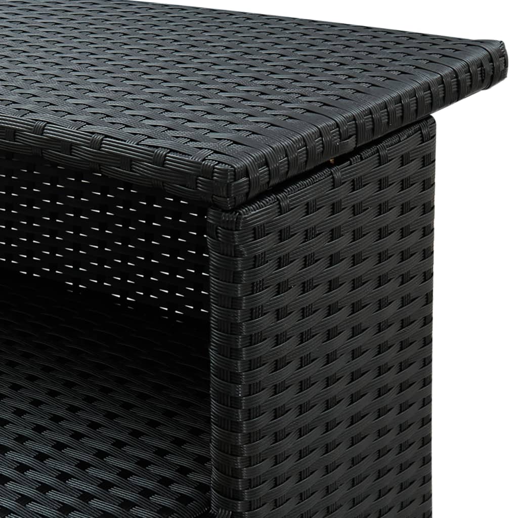3-tlg. Gartenbar-Set mit Kissen Poly Rattan Schwarz