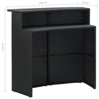Thumbnail for 3-tlg. Gartenbar-Set mit Kissen Poly Rattan Schwarz