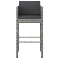 Thumbnail for 3-tlg. Gartenbar-Set mit Kissen Poly Rattan Grau