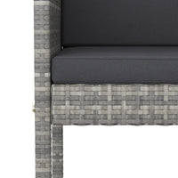 Thumbnail for 3-tlg. Gartenbar-Set mit Kissen Poly Rattan Grau