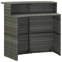 Thumbnail for 3-tlg. Gartenbar-Set mit Kissen Poly Rattan Grau
