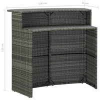 Thumbnail for 3-tlg. Gartenbar-Set mit Kissen Poly Rattan Grau