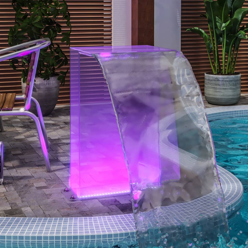 Wasserfall-Element mit RGB-LEDs und Anschluss-Set Acryl 51 cm
