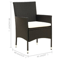 Thumbnail for 3-tlg. Garten-Essgruppe mit Auflagen Poly Rattan Schwarz