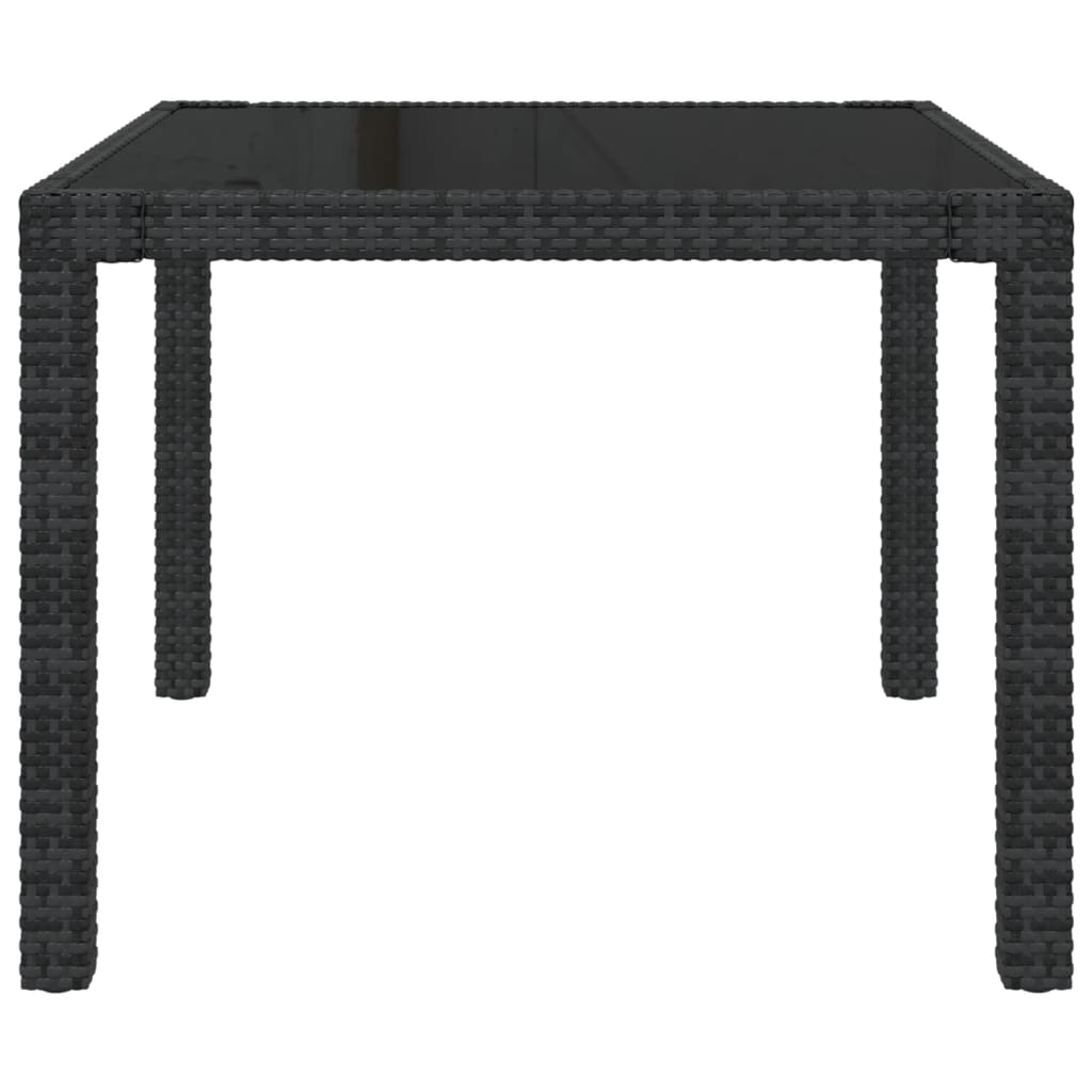 3-tlg. Garten-Essgruppe mit Auflagen Poly Rattan Schwarz