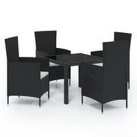 Thumbnail for 5-tlg. Garten-Essgruppe mit Auflagen Poly Rattan Schwarz
