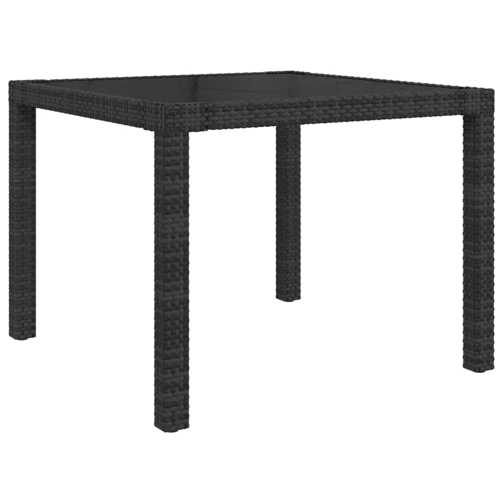 5-tlg. Garten-Essgruppe mit Auflagen Poly Rattan Schwarz