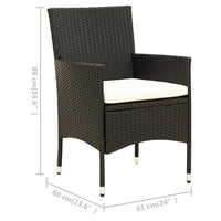 Thumbnail for 5-tlg. Garten-Essgruppe mit Auflagen Poly Rattan Schwarz