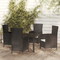 Thumbnail for 5-tlg. Garten-Essgruppe mit Auflagen Poly Rattan Schwarz