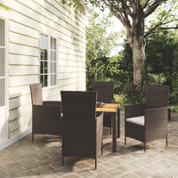 Thumbnail for 5-tlg. Garten-Essgruppe mit Auflagen Poly Rattan Schwarz