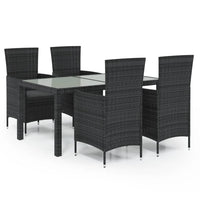 Thumbnail for 5-tlg. Garten-Essgruppe mit Auflagen Poly Rattan Schwarz