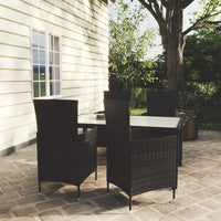 Thumbnail for 5-tlg. Garten-Essgruppe mit Auflagen Poly Rattan Schwarz