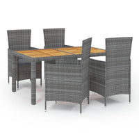 Thumbnail for 5-tlg. Garten-Essgruppe mit Kissen Poly Rattan Grau