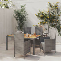 Thumbnail for 5-tlg. Garten-Essgruppe mit Kissen Poly Rattan Grau