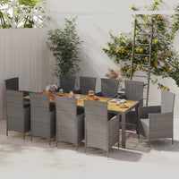 Thumbnail for 11-tlg. Garten-Essgruppe mit Auflagen Poly Rattan Grau