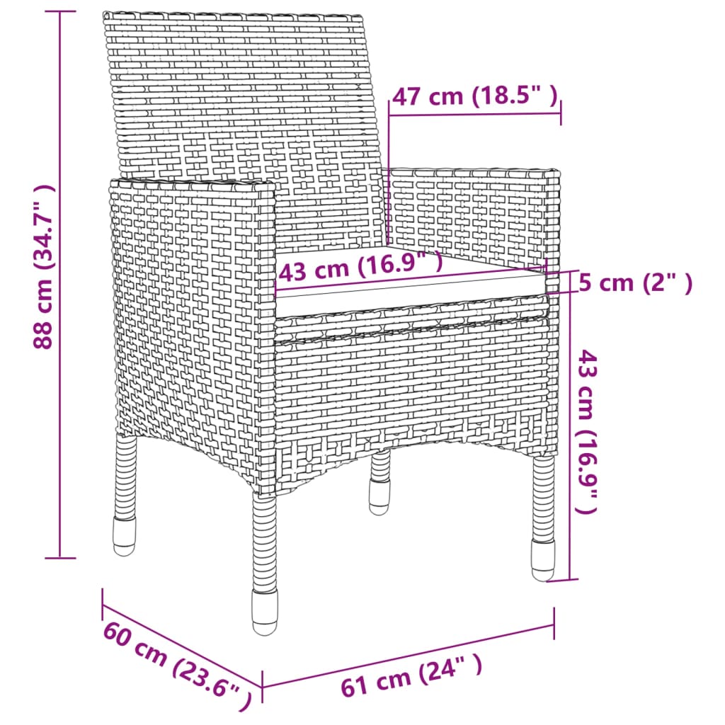 7-tlg. Garten-Essgruppe mit Kissen Poly Rattan Beige