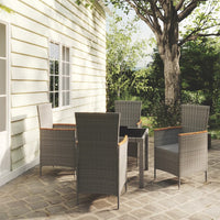 Thumbnail for 5-tlg. Garten-Essgruppe mit Auflagen Poly Rattan Grau