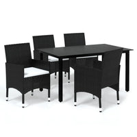 Thumbnail for 5-tlg. Garten-Essgruppe mit Kissen Poly Rattan Schwarz