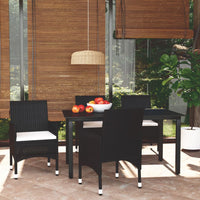 Thumbnail for 5-tlg. Garten-Essgruppe mit Kissen Poly Rattan Schwarz