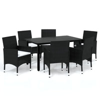 Thumbnail for 7-tlg. Garten-Essgruppe mit Kissen Poly Rattan Schwarz