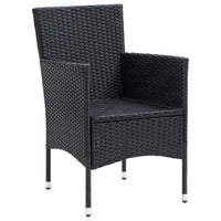 Thumbnail for 7-tlg. Garten-Essgruppe mit Kissen Poly Rattan Schwarz