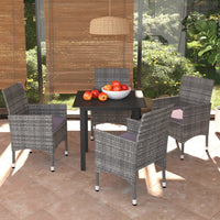 Thumbnail for 5-tlg. Garten-Essgruppe mit Kissen Poly Rattan Grau