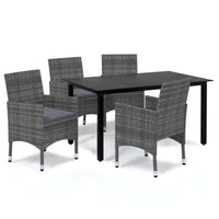 Thumbnail for 5-tlg. Garten-Essgruppe mit Kissen Poly Rattan Grau