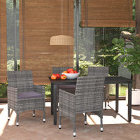Thumbnail for 5-tlg. Garten-Essgruppe mit Kissen Poly Rattan Grau