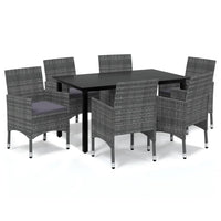 Thumbnail for 7-tlg. Garten-Essgruppe mit Kissen Poly Rattan Grau