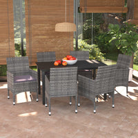 Thumbnail for 7-tlg. Garten-Essgruppe mit Kissen Poly Rattan Grau