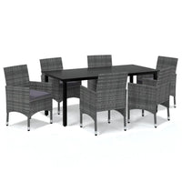 Thumbnail for 7-tlg. Garten-Essgruppe mit Kissen Poly Rattan Grau