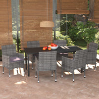 Thumbnail for 7-tlg. Garten-Essgruppe mit Kissen Poly Rattan Grau