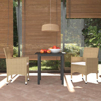 Thumbnail for 3-tlg. Garten-Essgruppe mit Kissen Poly Rattan Beige