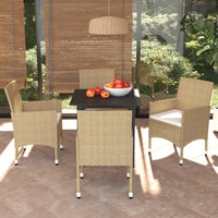 Thumbnail for 5-tlg. Garten-Essgruppe mit Kissen Poly Rattan Beige