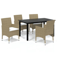 Thumbnail for 5-tlg. Garten-Essgruppe mit Kissen Poly Rattan Beige