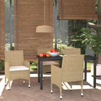 Thumbnail for 5-tlg. Garten-Essgruppe mit Kissen Poly Rattan Beige