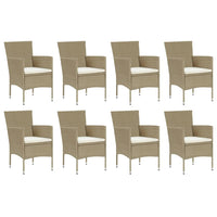 Thumbnail for 9-tlg. Garten-Essgruppe mit Kissen Poly Rattan Beige