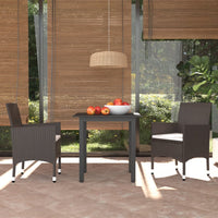 Thumbnail for 3-tlg. Garten-Essgruppe mit Kissen Poly Rattan Braun