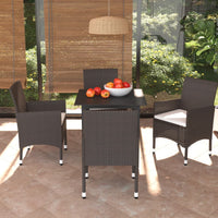 Thumbnail for 5-tlg. Garten-Essgruppe mit Kissen Poly Rattan Braun